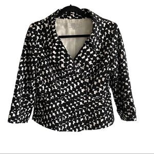 𝅺TAHARI ARTHUR S. LEVINE Black & White Graphic Printed Blazer Jacket 8P